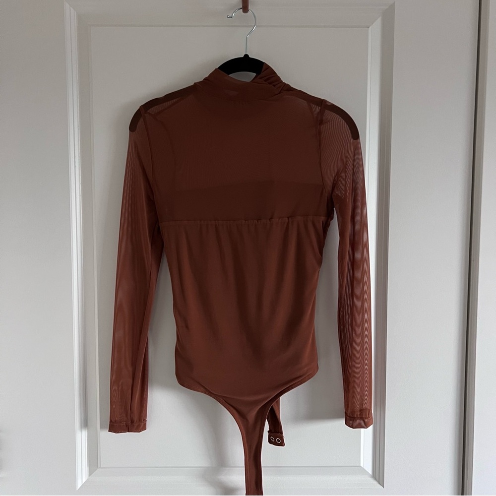 Sheer Brown Long Sleeve Bodysuit